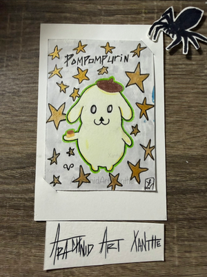 Yellow Dog |Pompompurin fan art| COPIC marker & colored pencils aceo art card thumbnail 2