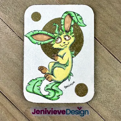 Leafy Smile (Leafeon Fanart) aceo art card thumbnail 1
