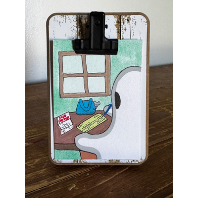 Gertrude runs Errands Series 5/8: Paying Bills aceo art card thumbnail 2