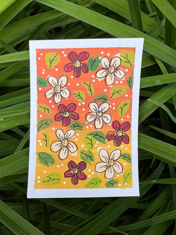 Florals on Tropical Ombré aceo art card