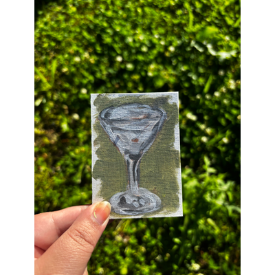 “Martini” Drink Glass Cup aceo art card thumbnail 2