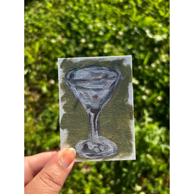 “Martini” Drink Glass Cup aceo art card thumbnail 1