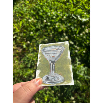 “Martini” Drink Glass Cup aceo art card thumbnail 3