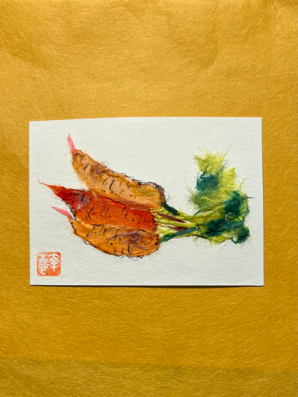 Carrots-Japanese Washi art aceo art card