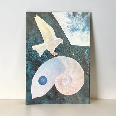 Dove and Shell Collage aceo art card thumbnail 2
