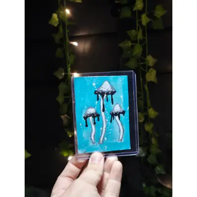 Inky Cap aceo art card thumbnail 1