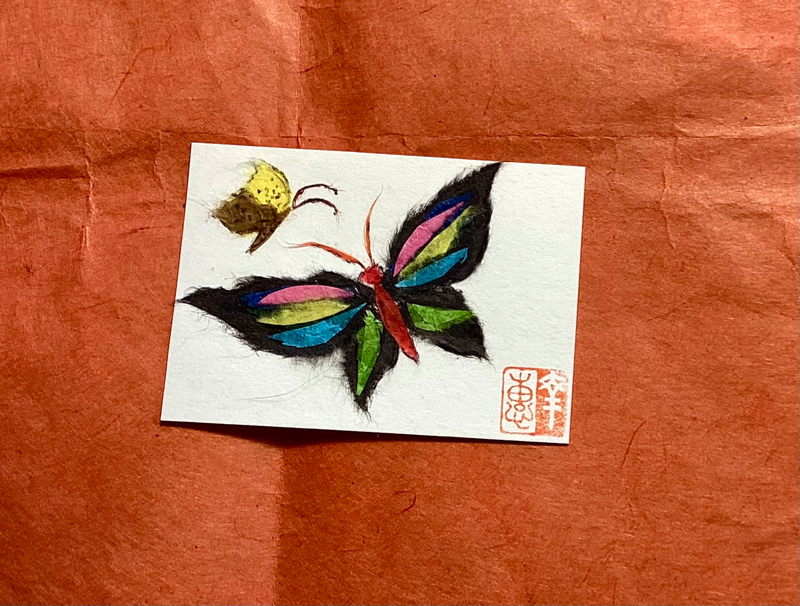Japanese Washi art - Butterflies (cho) aceo art card