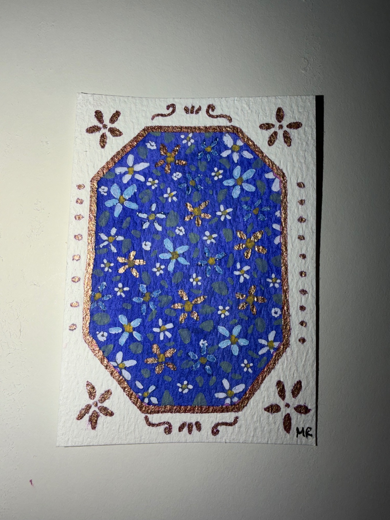 Floral Tile aceo art card
