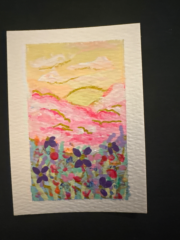 Flower field aceo art card