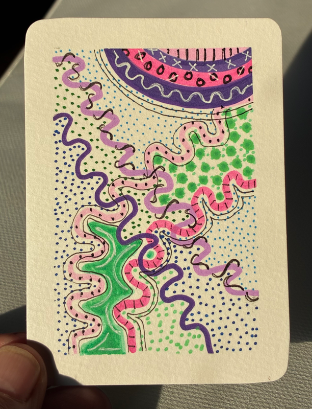 Wiggles and Dots aceo art card