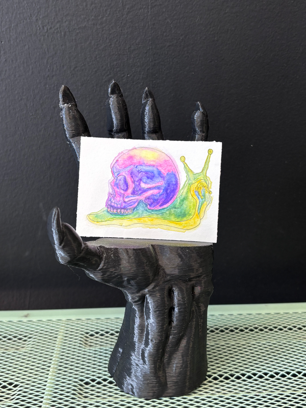 ACEO Original - Colorful Skull Snail aceo art card