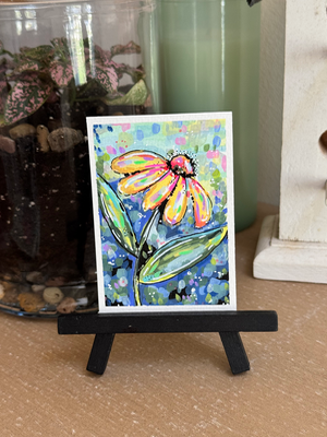 Flower Painting, Bright Floral, Happy Art aceo art card thumbnail 2