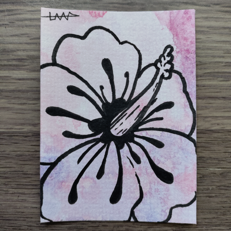 ACEO Original Painting Acrylic Paint_ Flowers #5/9  2.5x3.5 in  On Paper by Lima aceo art card