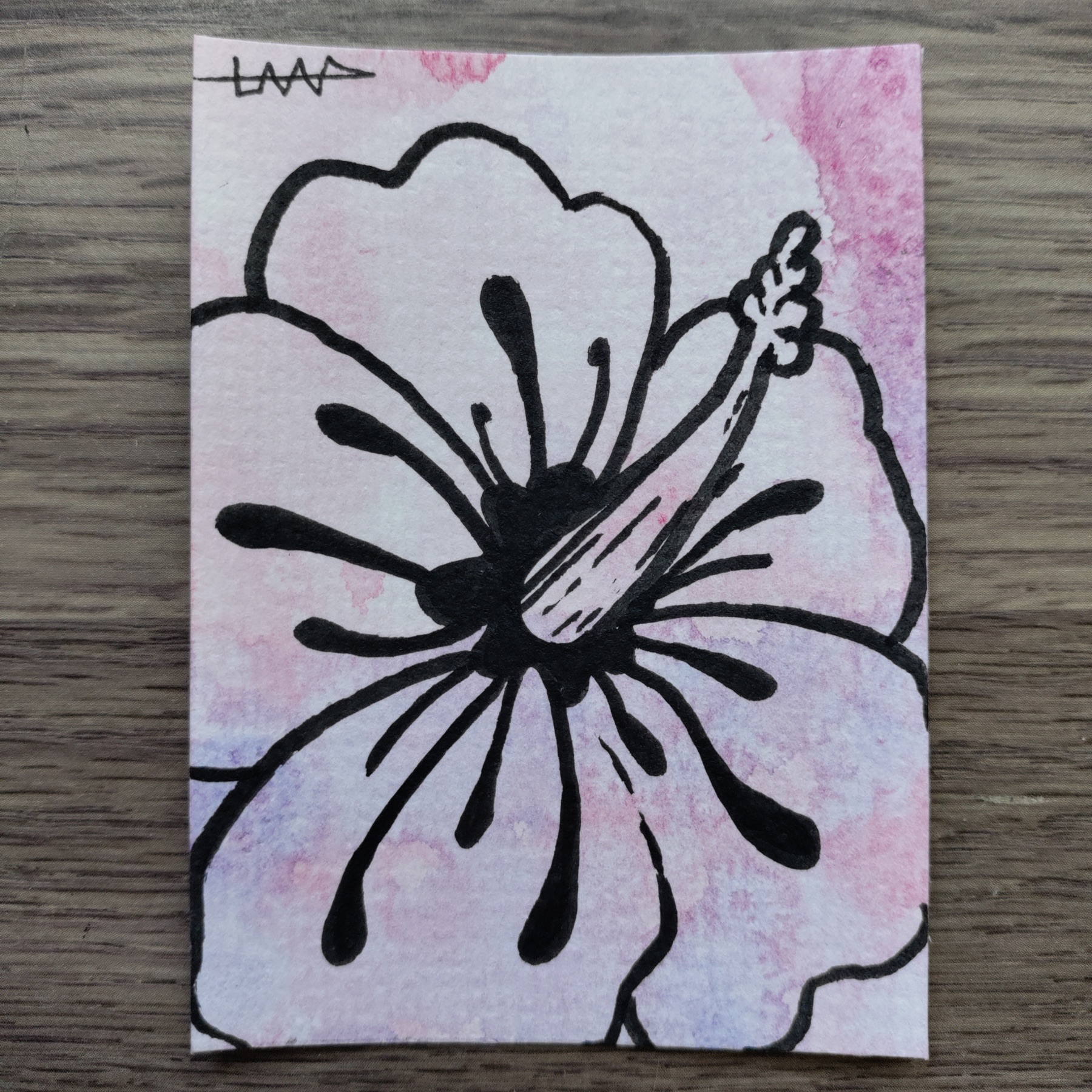 ACEO Original Painting Acrylic Paint_ Flowers #5/9  2.5x3.5 in  On Paper by Lima aceo art card