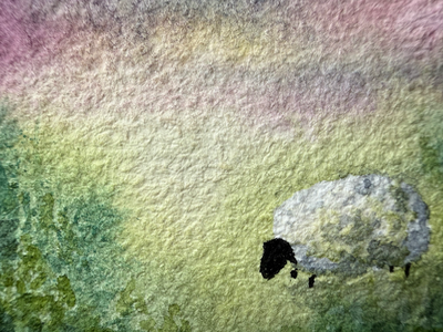 Twilight Sheep, White aceo art card thumbnail 2