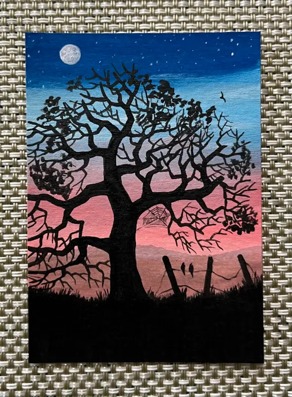 "Full Moon Nights Are the Best" aceo art card