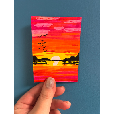 Sunset Reflections ACEO aceo art card thumbnail 2