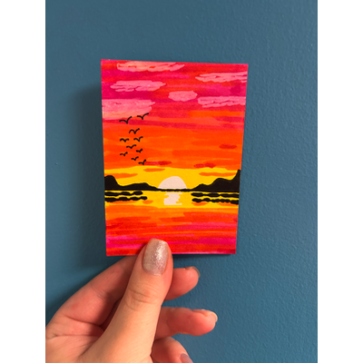 Sunset Reflections ACEO aceo art card thumbnail 1