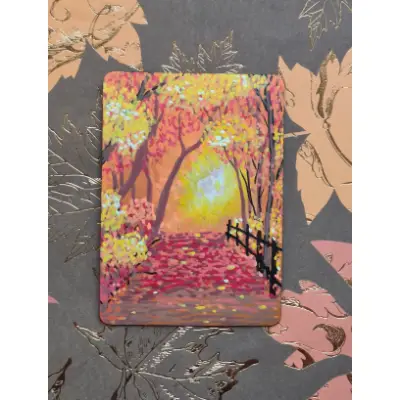 Golden Walk aceo art card thumbnail 2