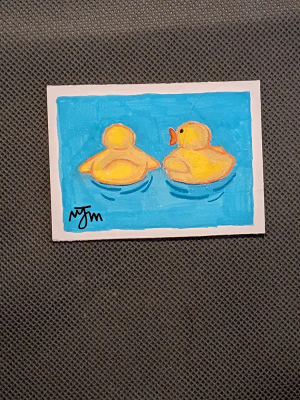 2 ducks aceo art card