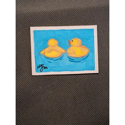 2 ducks aceo art card thumbnail 1