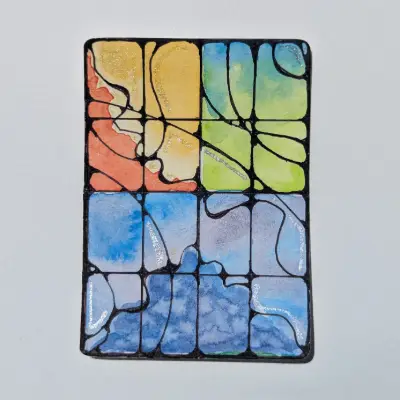 Abstract Stained Glass#3 aceo art card thumbnail 3