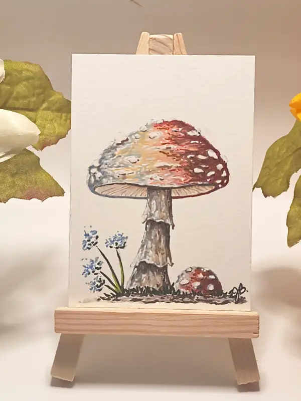 Red Mushroom 005 aceo art card