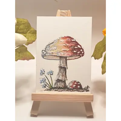 Red Mushroom 005 aceo art card thumbnail 1