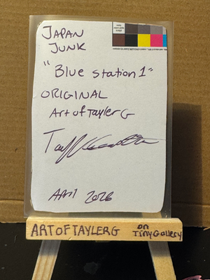 Blue Station 1 aceo art card thumbnail 2