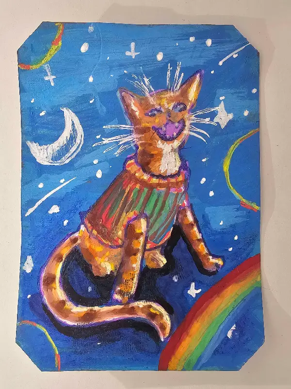 Space Cat aceo art card