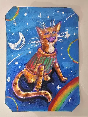Space Cat aceo art card thumbnail 1