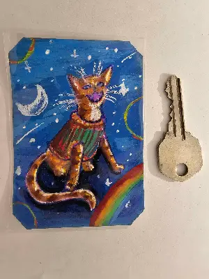 Space Cat aceo art card thumbnail 2
