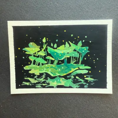 reflecting pond aceo art card thumbnail 2