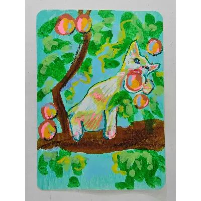 Fruit Thief aceo art card thumbnail 1