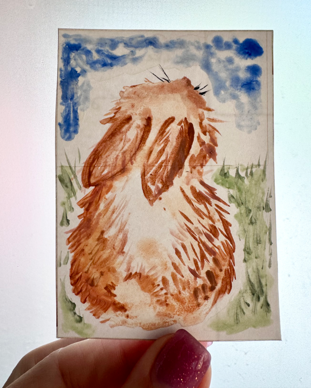 Original Art: Bunny "I wonder what its like to fly?" aceo art card