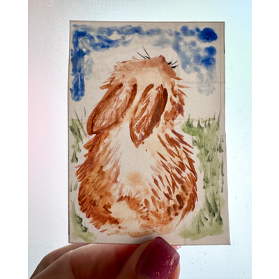 Original Art: Bunny "I wonder what its like to fly?" aceo art card thumbnail 1