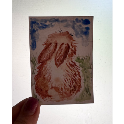 Original Art: Bunny "I wonder what its like to fly?" aceo art card thumbnail 2