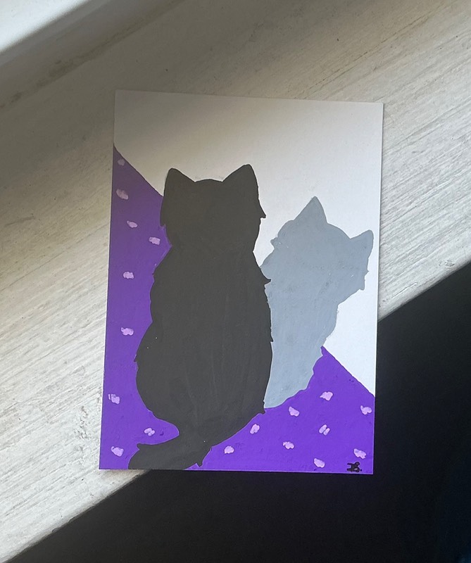 Kitty and His Shadow aceo art card