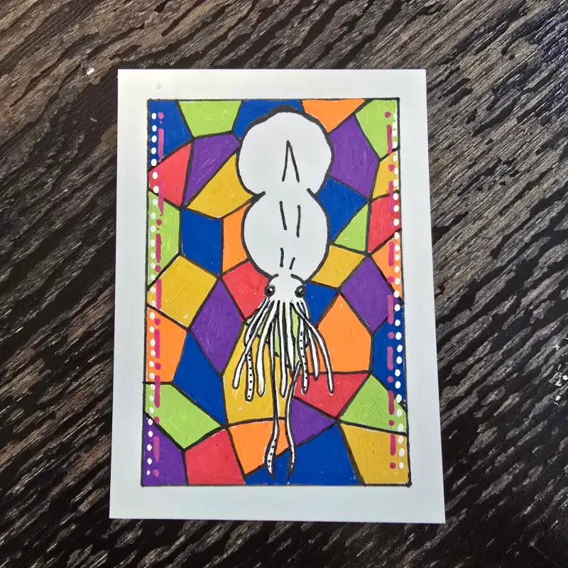 Gertrude the Colossal Squid aceo art card