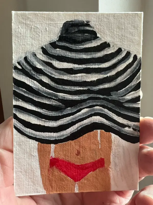 Under the Striped Hat - #3 in series aceo art card