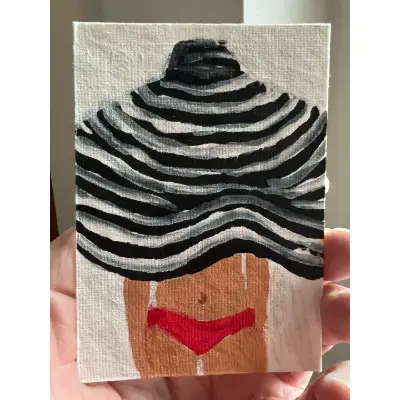 Under the Striped Hat - #3 in series aceo art card thumbnail 1