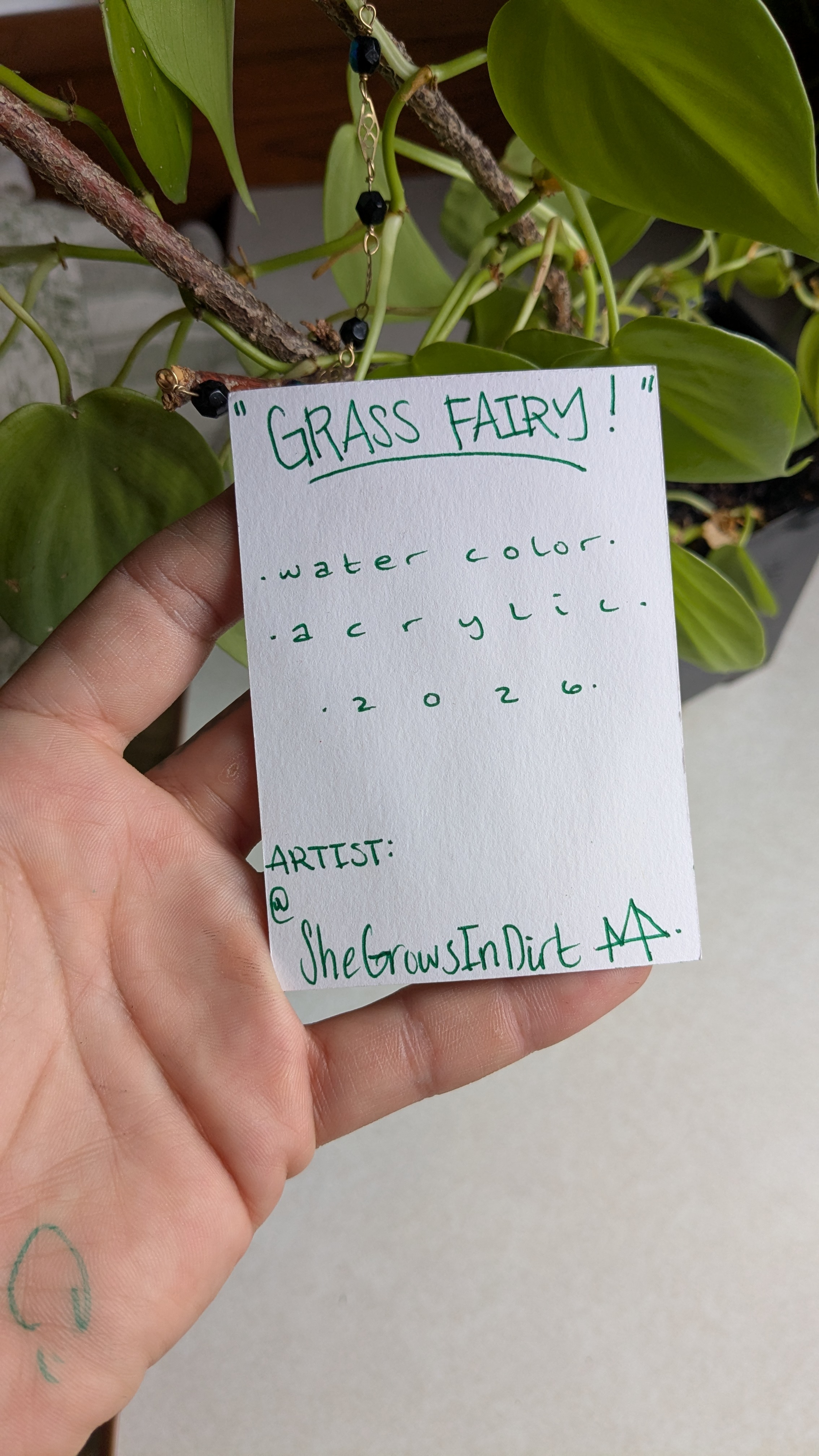 Grass Fairy aceo art card thumbnail 2