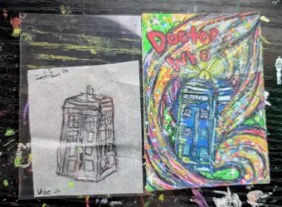 TIMEY WIMEY TARDIS aceo art card thumbnail 2