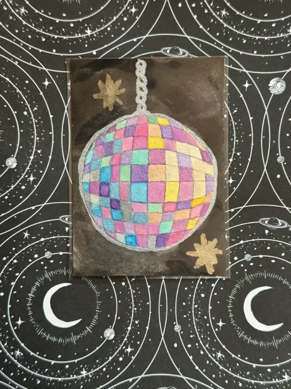 Disco Ball the First aceo art card