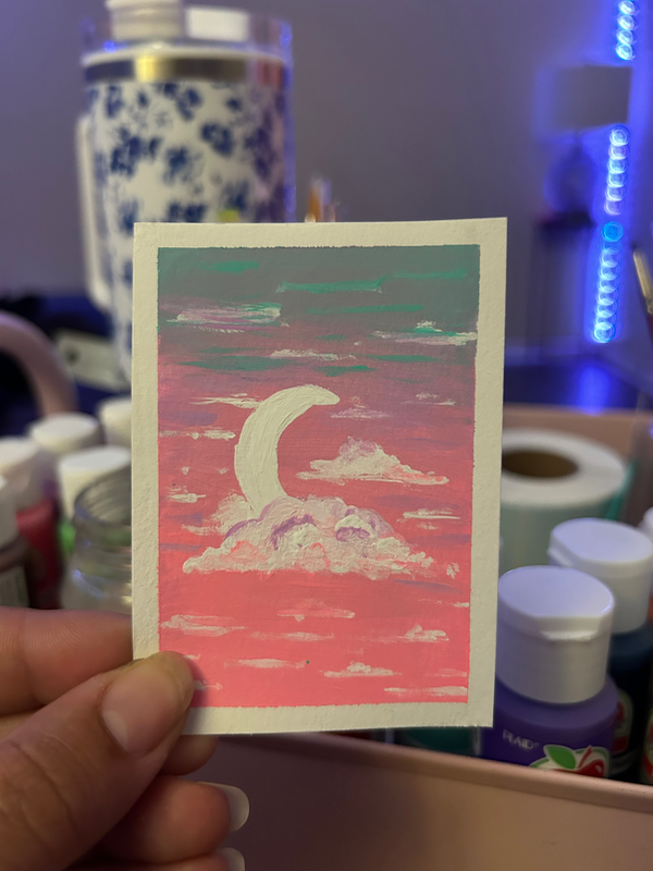 Crescent Moon aceo art card