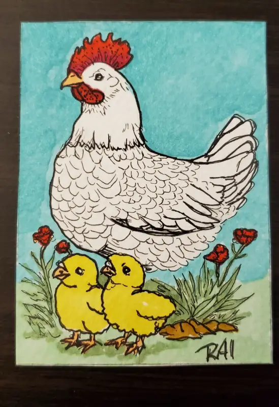 Mother Hen aceo art card