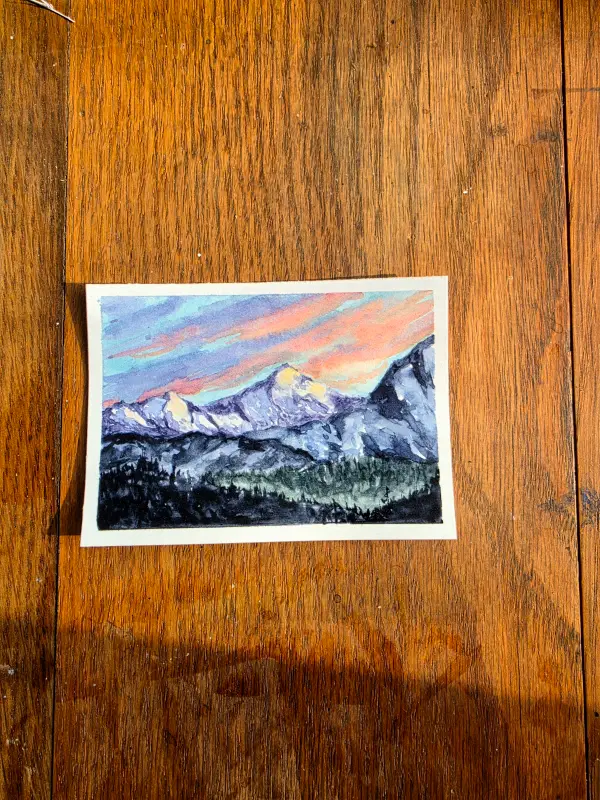 Sunset on the Swiss Alps aceo art card