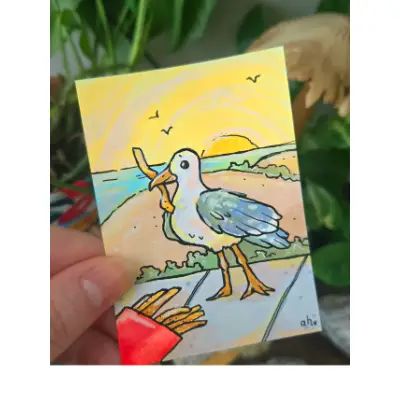 I'll Take Fries With That - Original ACEO aceo art card thumbnail 1