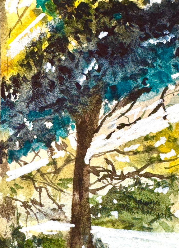 Teal tree aceo art card