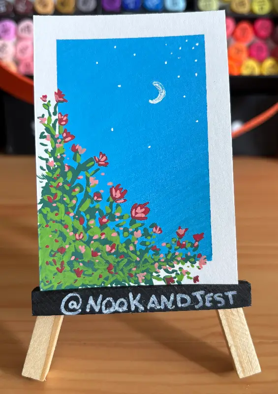 Roses and the Moon aceo art card